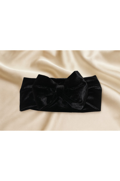 Monalisa Kadın Siyah Kadife Fiyonklu Saç Bandanası