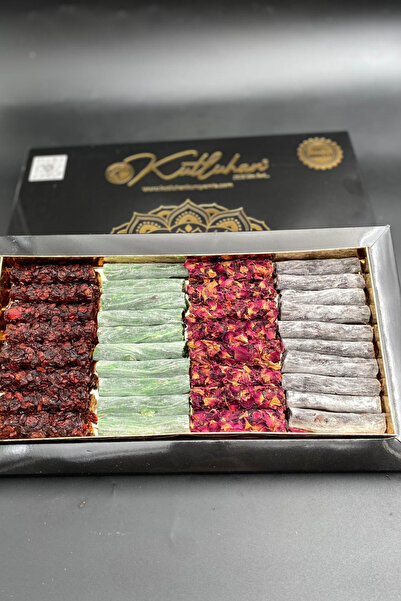 Kutluhan Karışık hediyelik kutuda parmak fitil fıstıklı lokum karadutlu,zereşk narlı,Güllü,elmalı , 550 gr