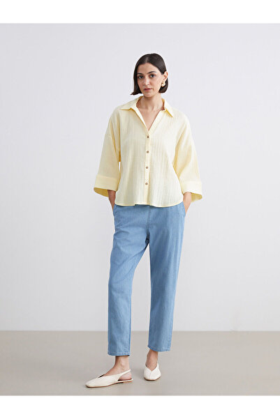 LC Waikiki بنطلون جينز نسائي بخصر مطاطي