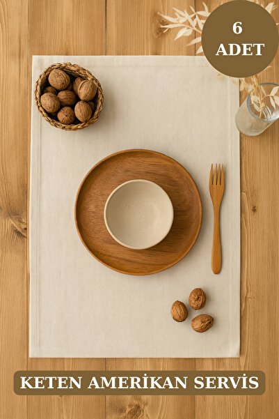 Morlay ЛІНЕН | 6 штук органічного необробленого випраного льону Американський сервіз 35 x 45 см Набір для сервірування столу