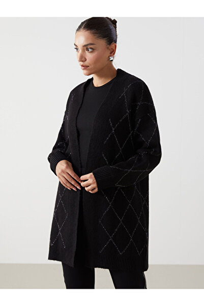 LC Waikiki Shawl Collar Diamond Patterned Women's Knitwear Cardigan