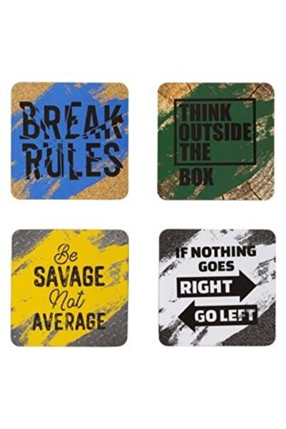 OEM Colored Coaster Set with Messages 10 x 10 cm - 4 pieces