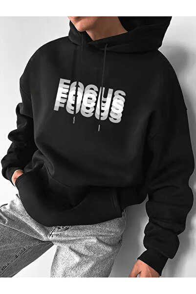 LAVİTTA Men's Hoodie with "Focus" Printed with Kinetic Effects