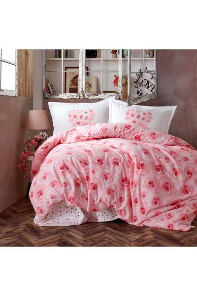 OEM Lenjerie de pat deluxe, din bumbac ranforce 100%, model "Lavinia", cu imprimeu, din 4 piese