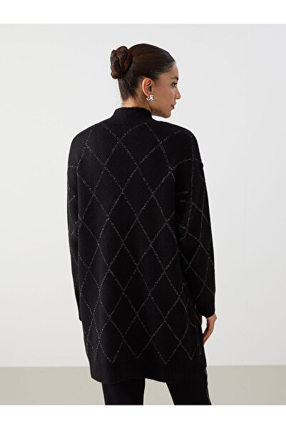 LC Waikiki Shawl Collar Diamond Patterned Women's Knitwear Cardigan