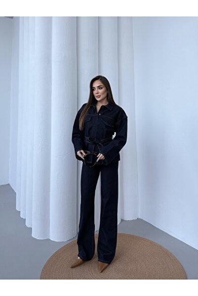 Rabi Shine ЖІНОЧИЙ ДЖИНСОВИЙ КУРТКА З ПАСОМ І ШТАНИ