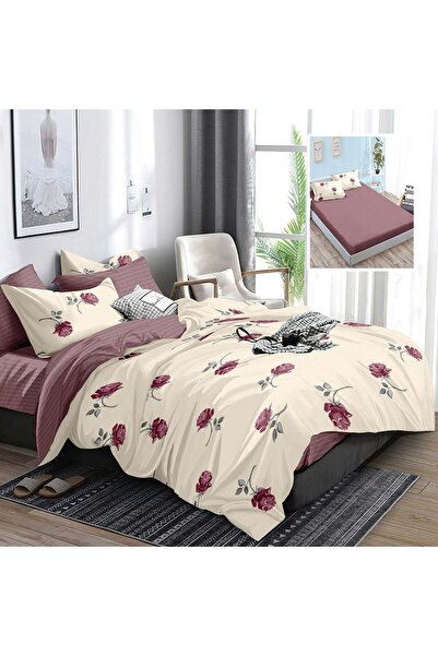 OEM Lenjerie de pat din bumbac finet, 6 piese si cearsaf cu elastic - HF6P322