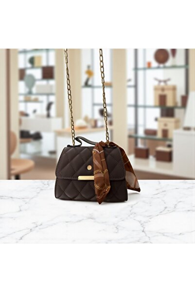 Gözde Mağazacılık Quilted Women's Hand and Shoulder Bag with Scarf