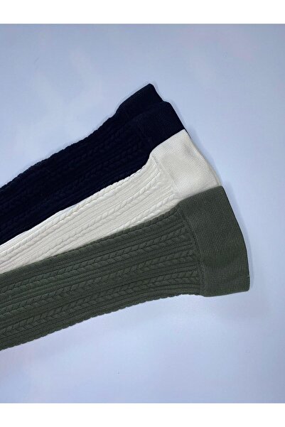 DÜVEN 3-Piece Knitted Embossed Knitwear 200 Denim Knitted Patterned Winter Colorful Knee-Length Trouser Socks (3 Socks)