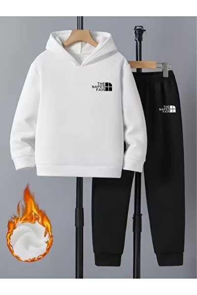 buendiakids Girl'S/Boy's White-Black/ the Napes Fain Printed Hooded Tracksuit...