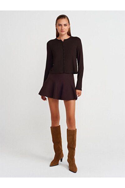 Dilvin Crew Neck Buttoned Detailed Cardigan
