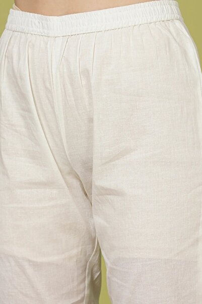 PRIYA'S PANACHE Women's Ethnic Floral Embroidered A-Line Kurta Set with Pants & Dupatta - White