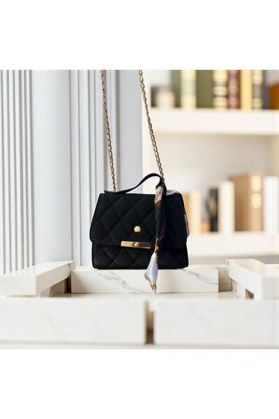 Gözde Mağazacılık Quilted Women's Hand and Shoulder Bag with Scarf