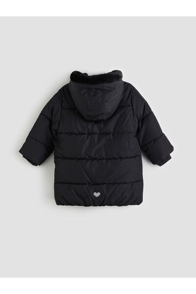 LC Waikiki Black Hooded Girl's Puffer Coat