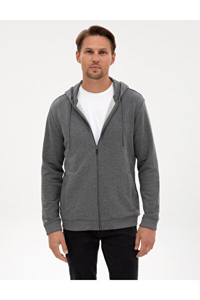 Pierre Cardin Antrasit Melanj Regular Fit Örme Hırka 50317656-VR081