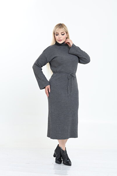 MJORA High Neck Wide Sleeve Knitwear Knitted Dress