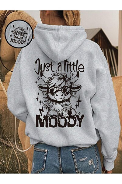 OVER HEAD Hanorac pentru femei Just a Little Moody cu imprimeu cu 3 fire