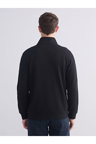 LC Waikiki Black Mock Neck Men's Zippered Sweatshirt