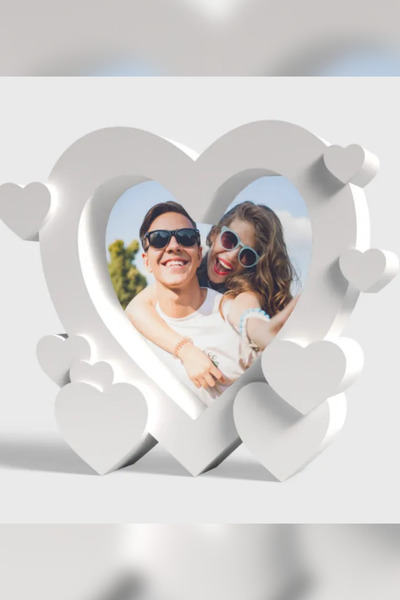 Genç 3D Kalp Şeklinde Fotoğraf Çerçevesi – Romantik Dekoratif Çerçeve