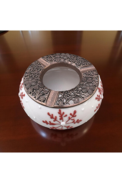 İlbay Çini Takı Kırmızı Kar Tanesi Desenli Poyraz Küllük