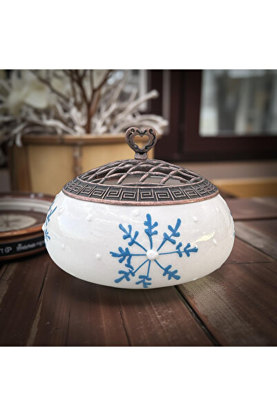 İlbay Çini Takı Mavi Kar Tanesi Desenli Poyraz Şekerlik