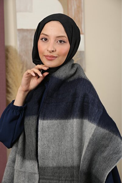 mim eşarp Çift Taraflı Ekose Kışlık Omuz Şalı