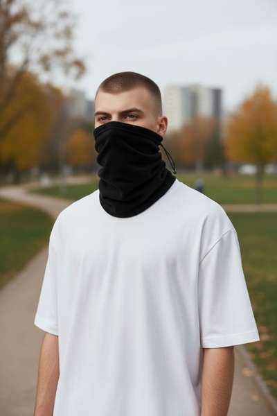 AskerVadisi Siyah Polar Boyunluk İpli Ayarlanabilir