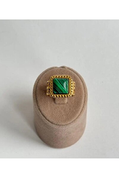 Duo Yeşil Taşlı Çelik Yüzük