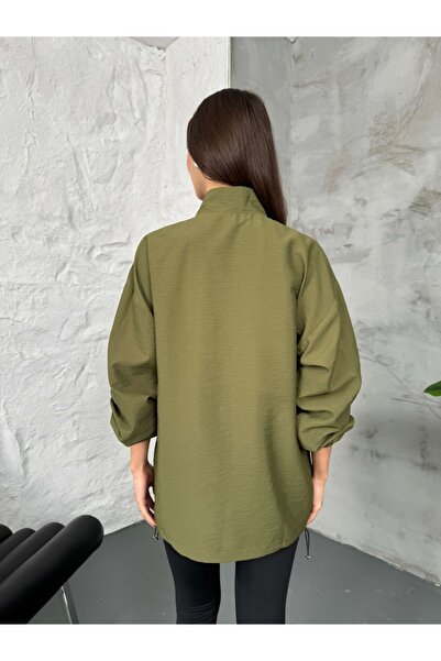 Elif Özbey Butik Χακί ύφασμα αλεξίπτωτου με φερμουάρ