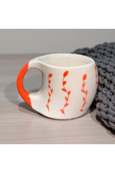 Kotium Ceramics كوب نورديك مزخرف بنمط غصن برتقالي، كوب سيراميك مطرز يدويًا وم...