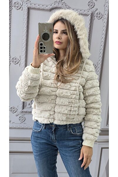 GLAMSI Women's jacket with Hooded and eco-friendly fur