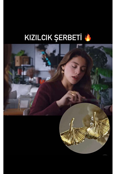 mibrillo Kızılcık şerbeti doğa küpe gold yelpaze