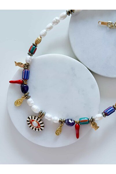 CHARMLUCKY Pearl Eye Charm Necklace