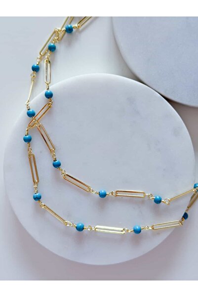 CHARMLUCKY ÖZEL SERİ MAVİ DETAYLI UZUN KOLYE