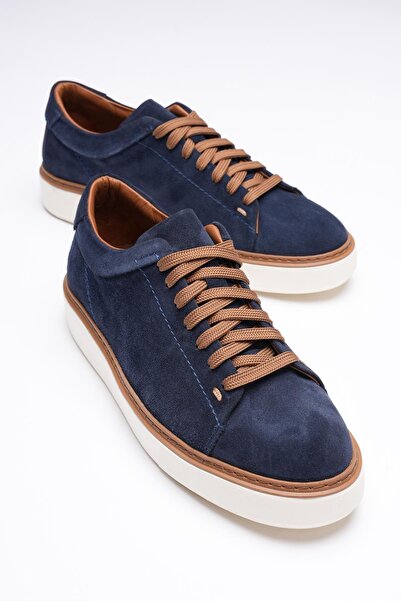 Mubiano Ανδρικό πάνινο παπούτσι από γνήσιο δέρμα σουέτ Navy Blue Arel