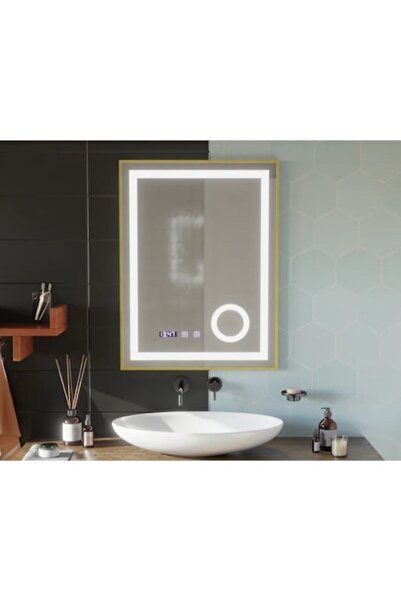 OPTIM DEKO Oglindă tactilă LED cu sistem de dezaburire, ceas și afișaj temper...