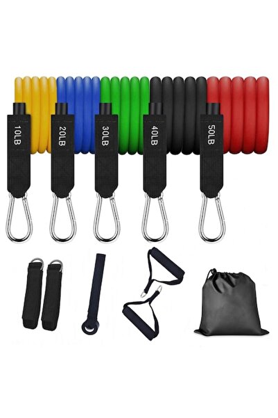 darklove Set 11 Benzi pentru sport elastice, Ghid de antrenament, Cu 5 Benzi Elastice, 2 Manere, Saculet