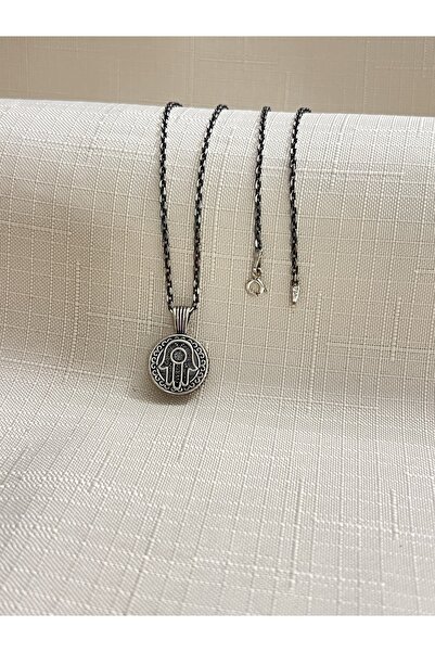 ED CAESAR FATMA ANA ELİ CEVŞEN DUALI 925 AYAR GÜMÜŞ SİLİNDİR KADIN KOLYE