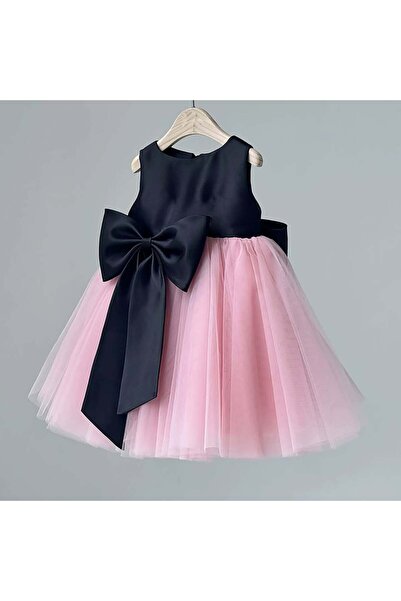Rabias Design Kabarık Çocuk Abiye Elbisesi Tül Detaylı ve Fiyonk Süslemeli