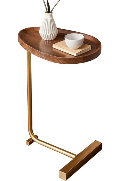 ALL İN Side Table C-Shaped Side Table Modern Sofa Table with Metal Frame for Living Room