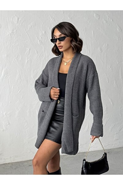Nosia Women's Shawl Collar Pocketed Knit Cardigan