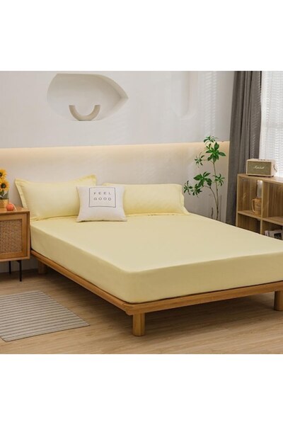 ROSSETTI Fitted sheet, cotton jersey, Oeko-Tex certified, 200x200 cm, Yellow