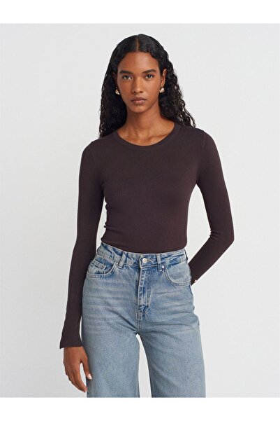 Dilvin Crew Neck Mid-Sleeve Drop Sweater