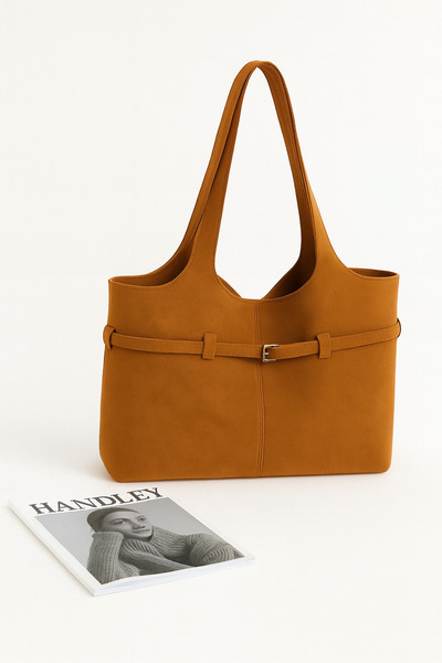 Handley Geantă de umăr de lux din piele intoarsa cu pui - Design elegant cu m...