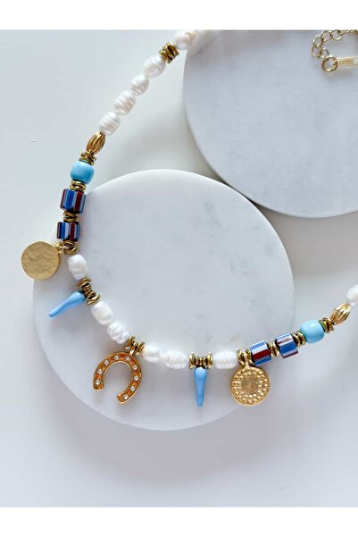 CHARMLUCKY Pearl Horseshoe Charm Necklace