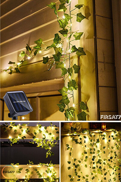 Fırsat7 Güneş Enerjili Dekoratif Yapay Yaprak Sarmaşık 50 Led 5 Metre Solar B...