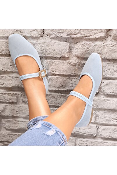 ALI Women's Blue Ballerinas Made of -Suede Leather Anerla, 36