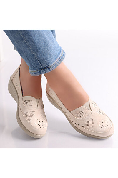 OEM Pantofi casual de damă, bej, din piele ecologică Dinda, 38