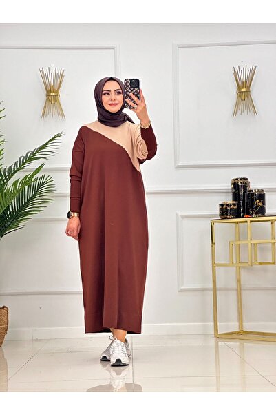 Enans Design فستان تونيك من قماش ميرسيريزد ذو لونين باردتين