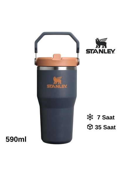 Stanley The IceFlow Flip Straw Pipetli Termos Bardak 0.59 LT Matara LACİVERT